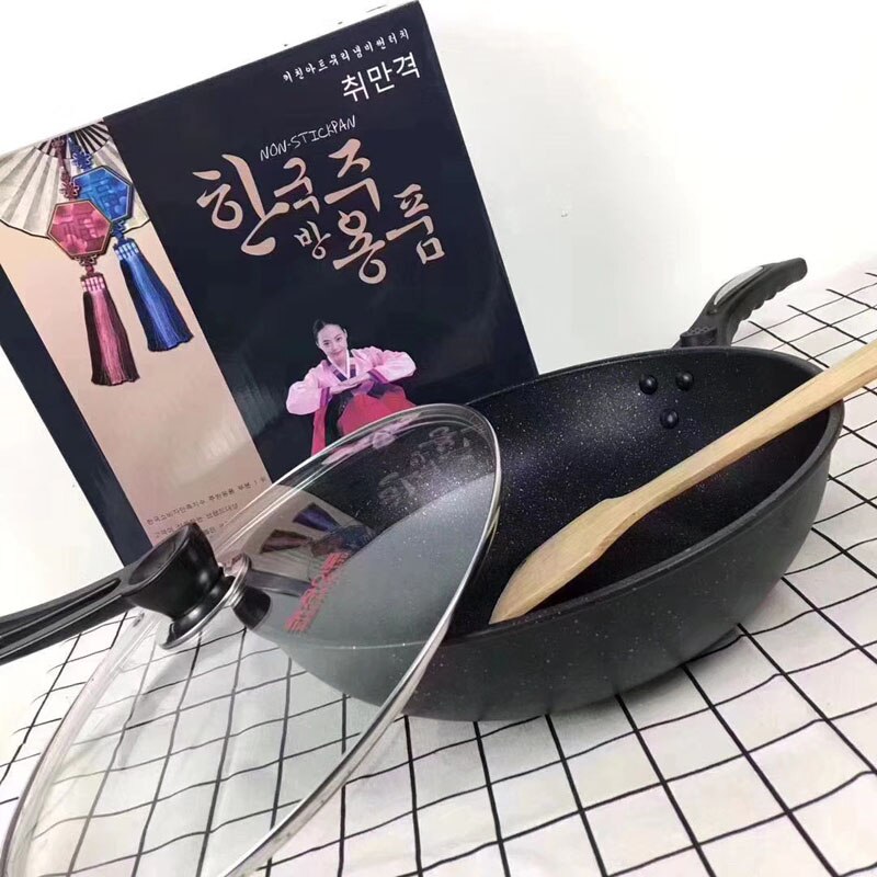 Pan Maifan Stone Wok Non-stick Pan Geen-Rook Inductie Fornuis Gasfornuis 32Cm Roerbak ijzeren Pot Kookpot Keuken Potten