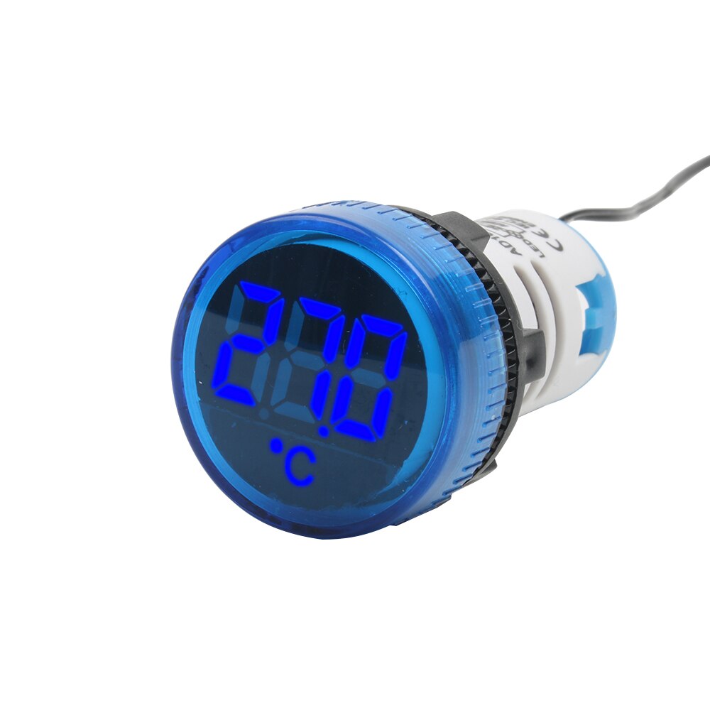 22Mm Mini Plastic Led Digitale Thermometer 20-119 Celsius 50-380V Ac Ronde Kleine Display Indicator pilot Light Temperatuur Meter