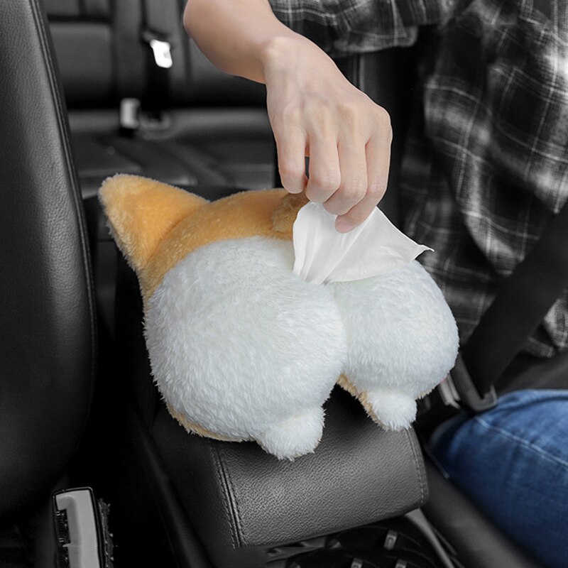 Corgi Butt Kat Auto Tissue Houder Servet Box Voertuig Backseat Tissue Geval Houder Voor Thuis Auto Badkamer Qjs Winkel