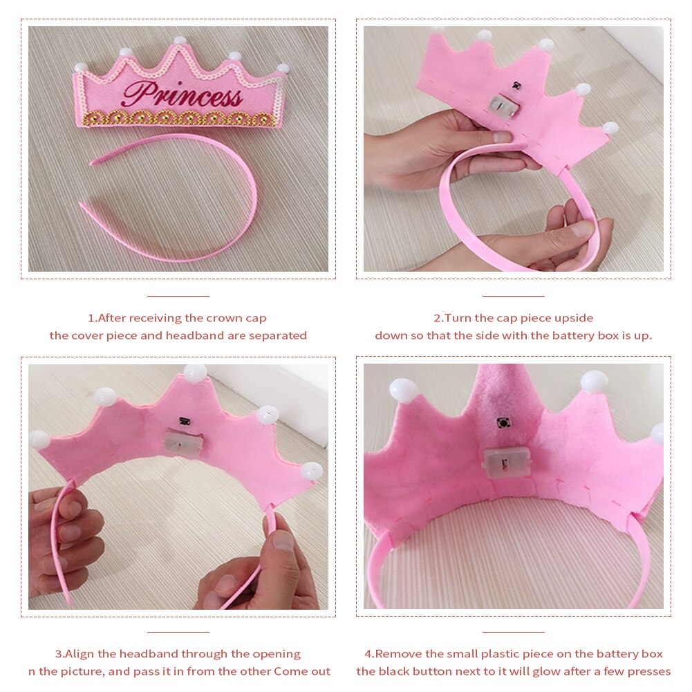 Crown Led Gelukkige Verjaardag Cap Kleurrijke Non-woven Hoed Koning Prinses Kroon Led Verjaardagsfeestje Decoraties Kerst Verjaardag Kroon