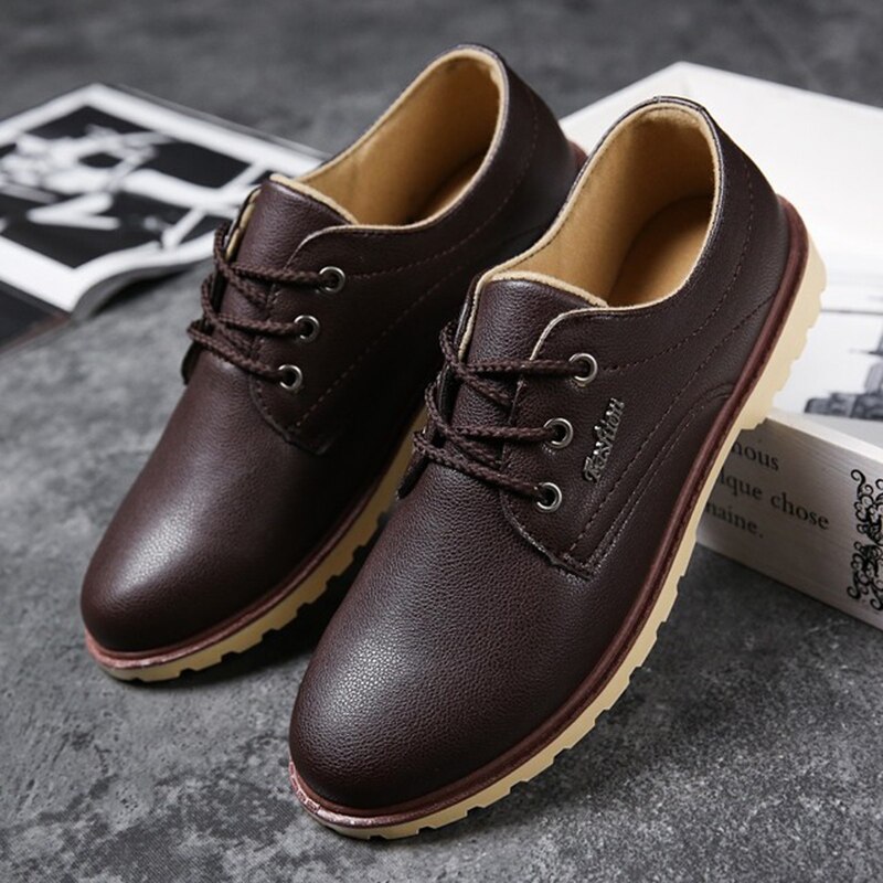 Autumn Men's Leather Shoes Men's Casual Men's Shoes Trend Wild Work Slip Breathable Waterproof Single Shoes