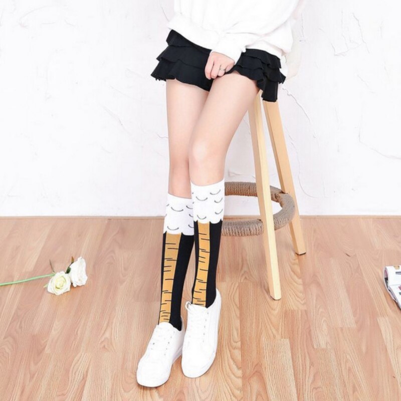 3D Funny Chicken Winter Autumn Women's Socks Cartoon Thigh High Sock cute Thin Toe Feet Socks Halloween Party cosplayD