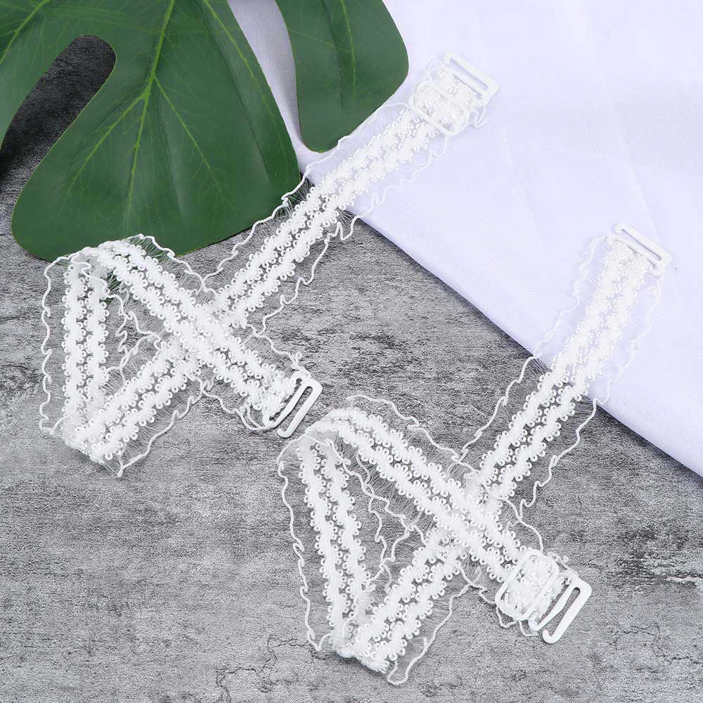 Metal Buckle Bra Straps Belt Women's Elastic Invisible Hollowed Lace Flower Transparent Bra Straps Adjustable Shoulder Straps