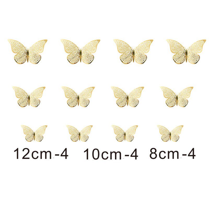 Autocollants muraux papillons en cristal effet 3D, 12 pièces/lot, beaux autocollants muraux pour chambre d'enfants, décoration de la maison