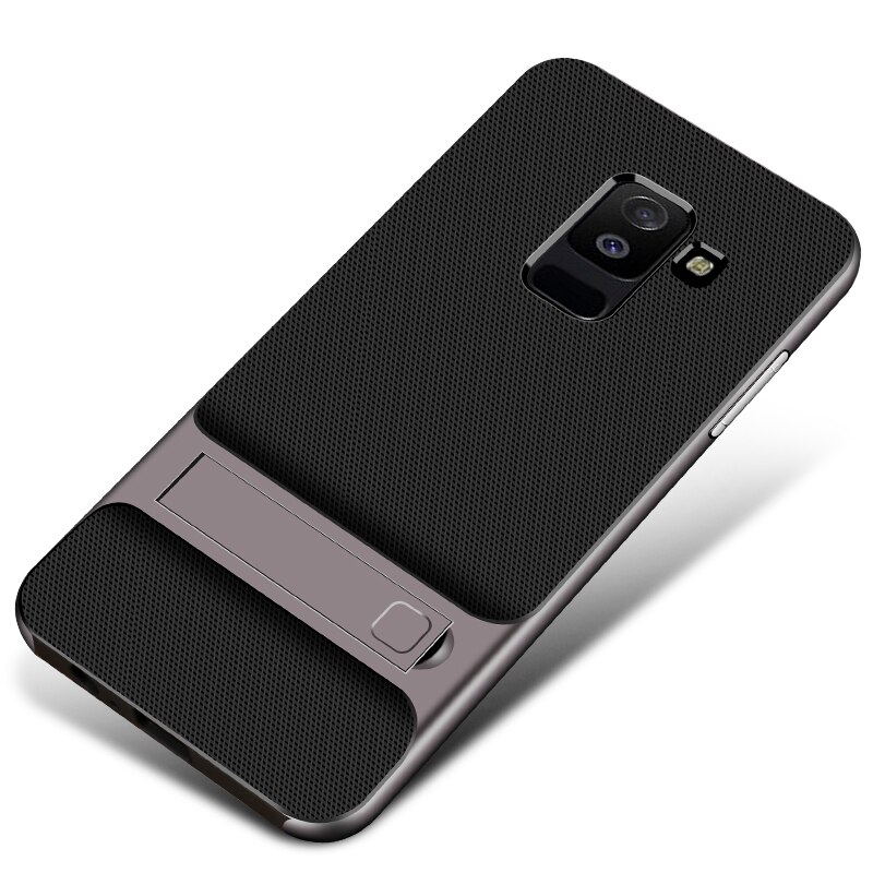Luxury Full Cover for Samsung Galaxy A6 / A6 Plus + Phone Cases 3D Stand Silicone Hybrid 360 Protective Back Armor Fundas: Samsung A6 2018 / Royce Gray