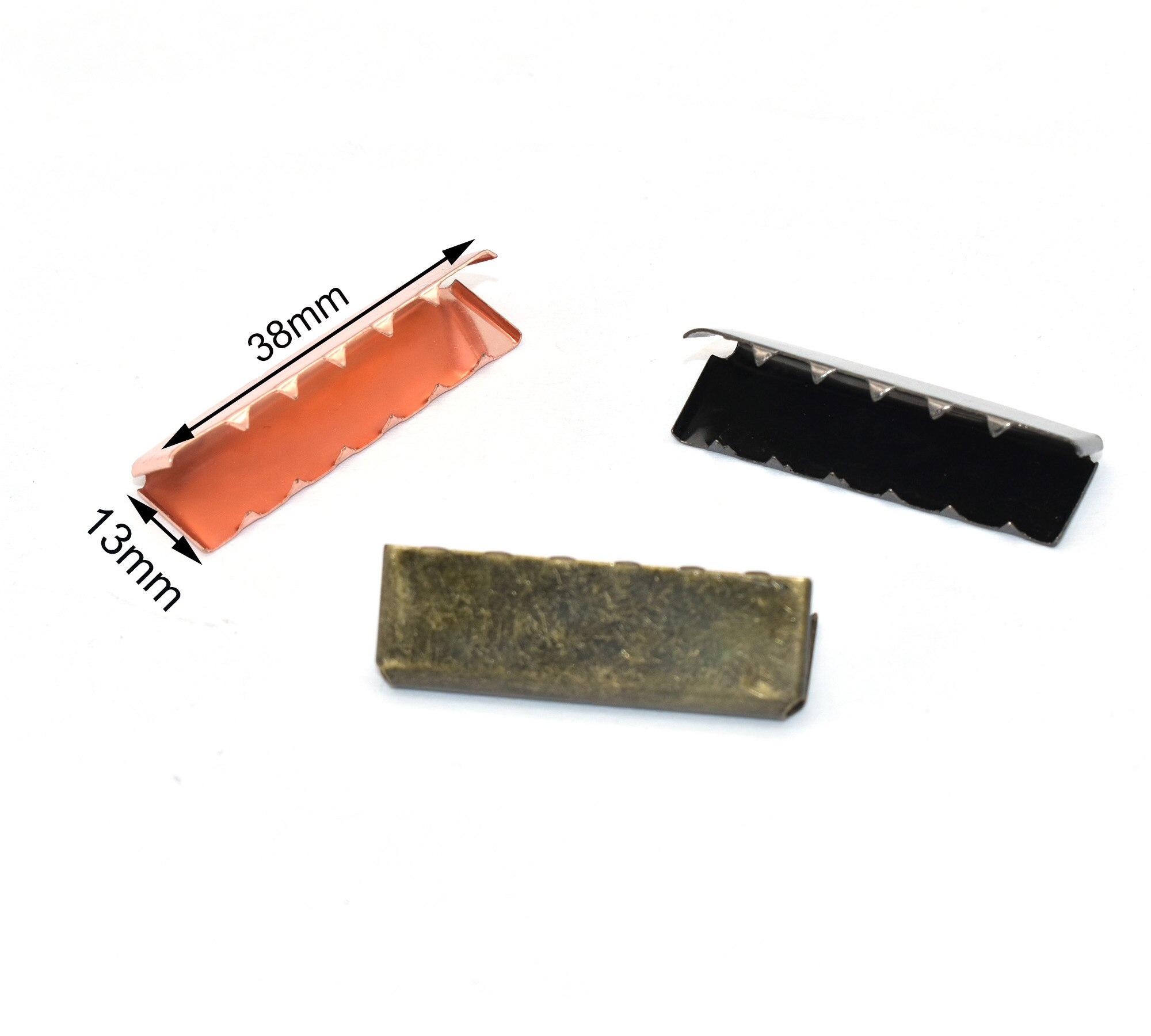 38mm Ribbon End Crimp Clasp Leather End Crimps Cord Ends Fasteners Belt Buckle End Tip Lanyard Clip Jewelry Making Findings
