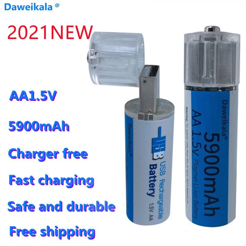Lader Gratis 1.5V Aa Oplaadbare Batterij 5900Mah Aa 1.5V Lithium Oplaadbare Batterij Led Lamp Speelgoed Mp3