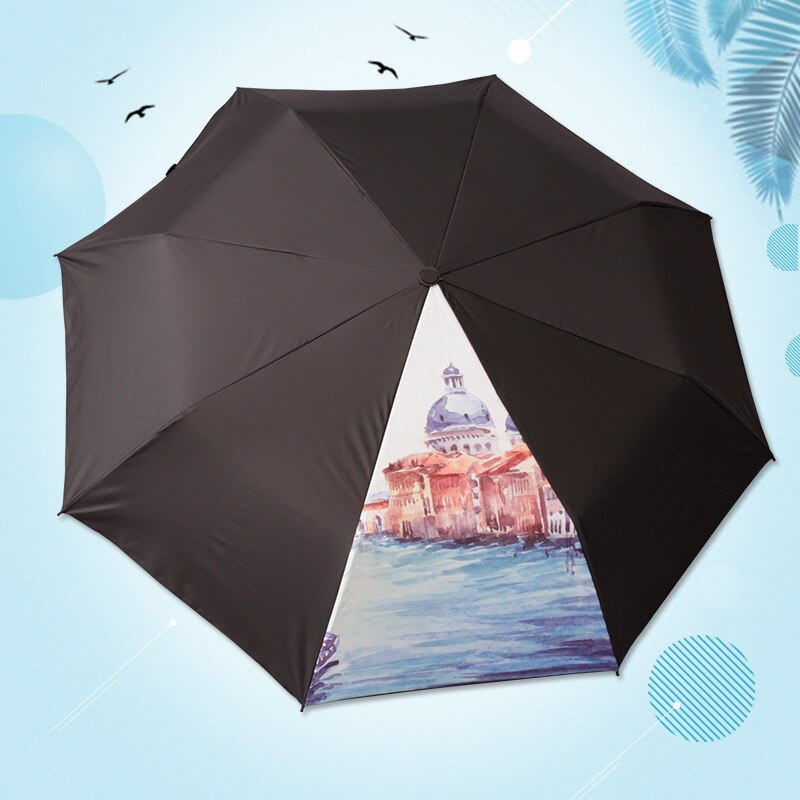 Sombrilla de vinilo plegable con pintura al óleo, sombrilla creativa con personalidad Original, sombrilla para lluvia soleada