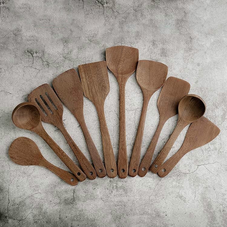 Wood Kitchenware Nonstick Wing Wood Cookware Set shovel Colander Spatula Spoon Cooking Set Kitchen Utensil