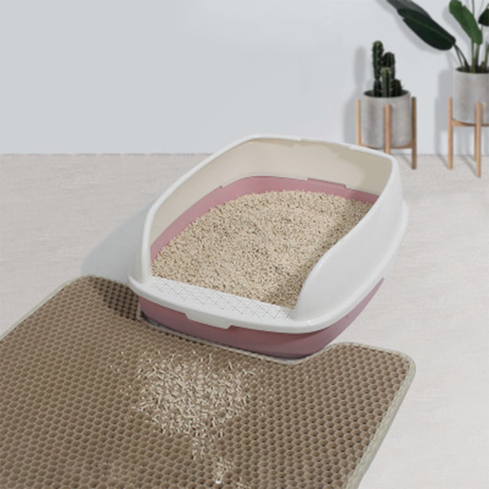 Pet Cat Litter Mat Honeycomb Double Layer Waterproof Urine Proof Trapping Kitty Litter Mat Litter Boxes Large Size Easy Clean