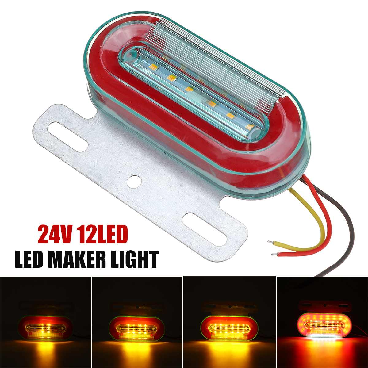 Luz LED dinámica de 24V para coche, indicador lateral de camión, luces externas, indicador de señal, luz trasera, 3 modos, remolque, camión, Rojo