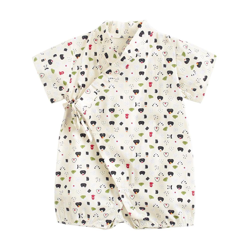 0-3Y recién nacido Kimono ropa de dormir Bebé niños y niñas mono de manga corta de dibujos animados albornoz con impresión de verano lindo bebé atado Kimono