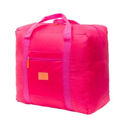 Portátil multi-função sacos de viagem dobrável náilon impermeável saco grande capacidade bagagem de mão roupas viagem de negócios bolsa duffle: Rose red