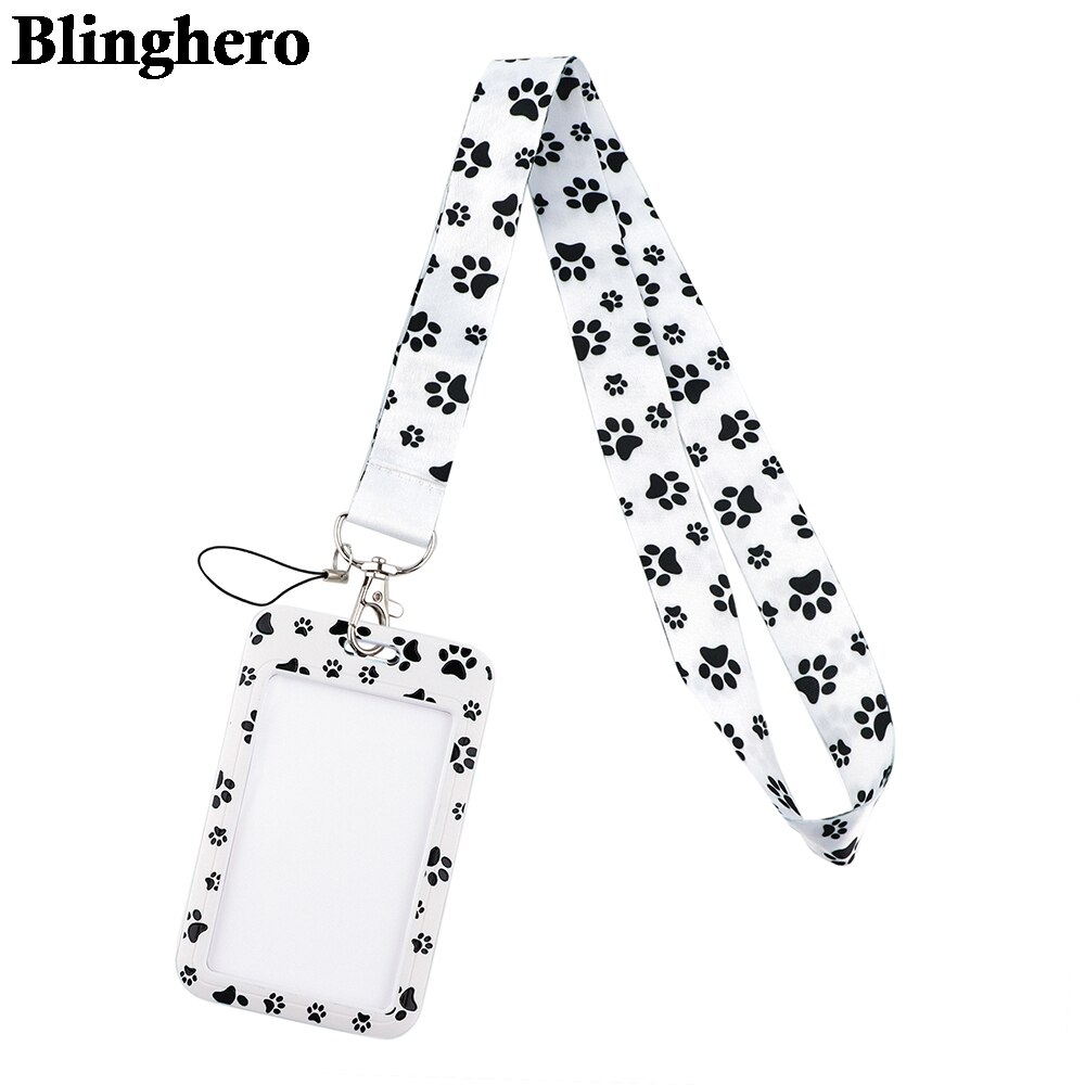 CB0193 Dog Paw moda smycz na szyje smycz posiadacz karty odznaka klawisz telefonu pierścień ID etykieta z imieniem pielęgniarka pokrowiec na karty materiały biurowe