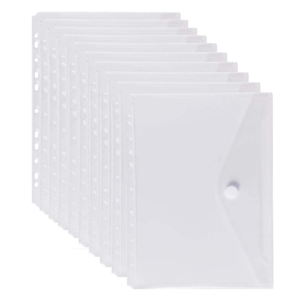 5 stk. 11- hullers klare plastbindelommer  a4 størrelse , 8 1/2 x 11 papirdokumentposer til 2 /3/4 ringbind ,5 pakker