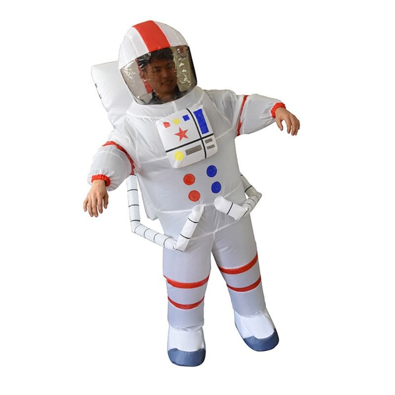 Unisex Volwassen Astronaut Spaceman Opblaasbare Kopvoorn-Pak Kostuum Jumpsuit Cosplay