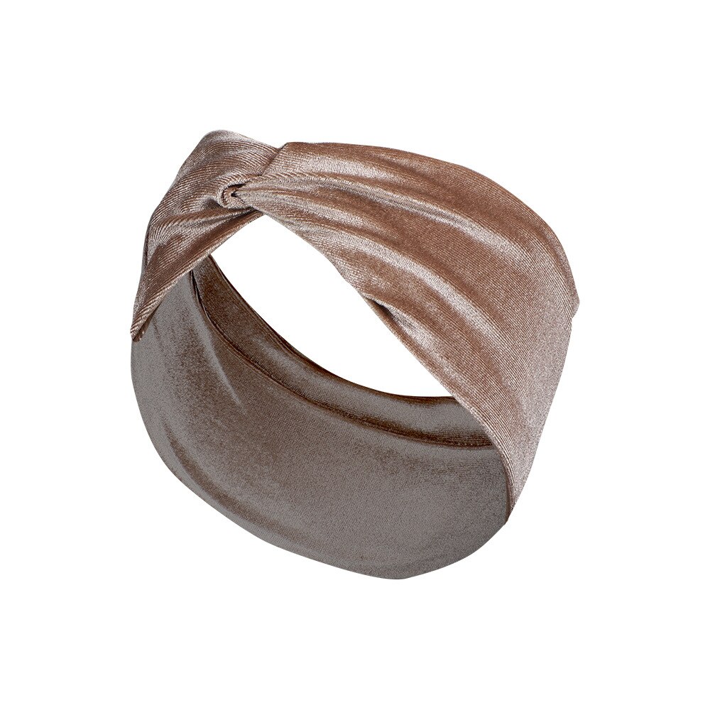 Bandeau en velours doré, couleur unie brillante, nœud croisé polyvalent, accessoires de cheveux pour femmes, Turban large pour dames: CO