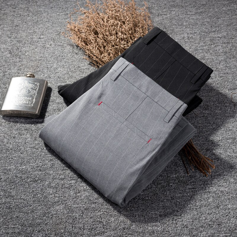 Herrbyxor randiga kostymbyxor herrklänningsbyxor herr affärsbyxor kontor fritidsbyxor, klassiska byxor för herr