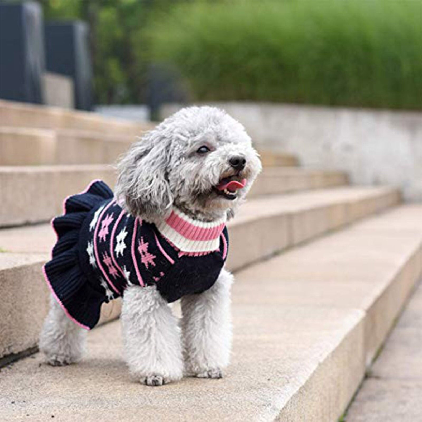 @ Cachorro vestidos de floco de neve imprimir popular moda pet inverno quente camisola intervalo cor roupas para animais estimação camisola terno para o cão