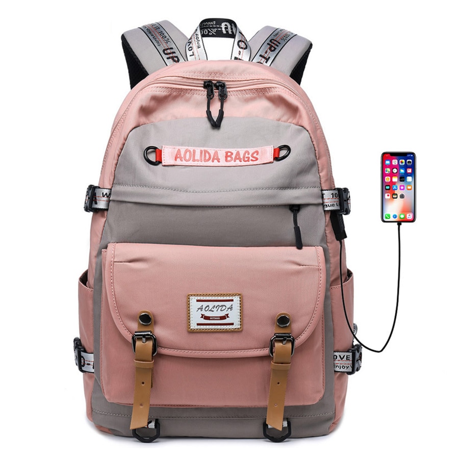 Mochila de gran capacidad con carga USB para mujer, bolsa de viaje Oxford, mochila de ordenador de 17 pulgadas, mochila de para chica y hombre, bolsa de Escuela Universitaria