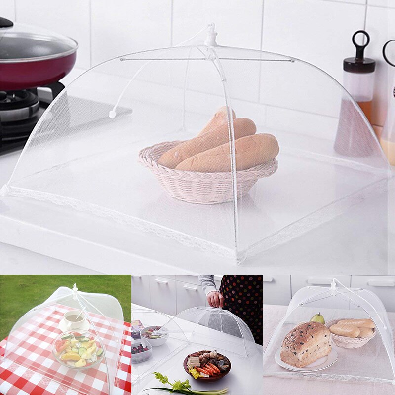White Food Cover Lace Square Folding Removable Anti Fly Mosquito Dish Cover Picnic Tent Fruit Hood Kitchenware Bbq Buffets Hood
