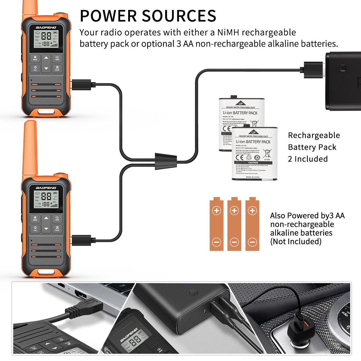 2 Stück baofeng f22 mini walkie talkie pmr446 frs tragbares Zwei-Wege-Radio-LCD-Display-Typ-C-Ladegerät für die Jagd