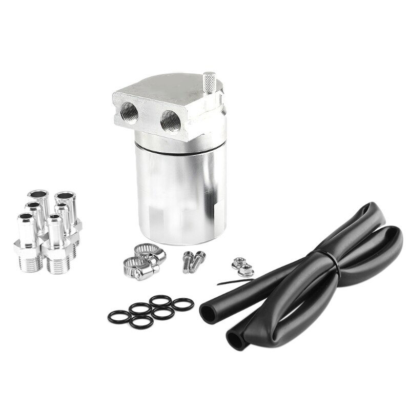 Universal Oil Catch Can Kit Reservoir Tank Engine Black Polish Baffled Aluminum