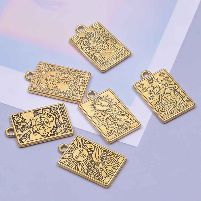 10pcs/lot Gold Plated Tarot Accessories DIY Bulk Alloy Pendant Charm for Jewelry Making Necklace Earrings DIY Material