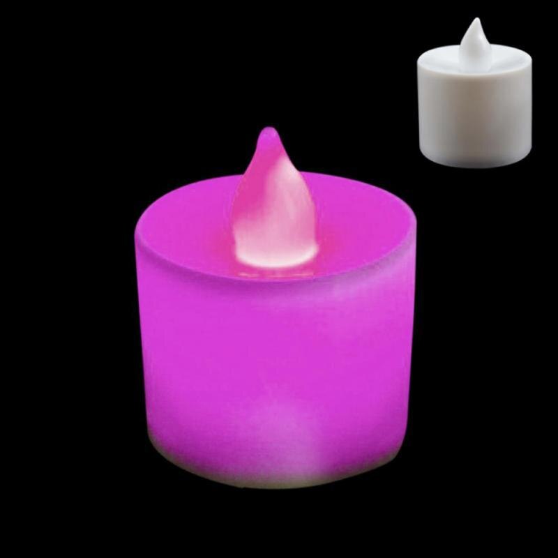 LED Candle Multicolor Lamp Simulation Color Flame Tea Light Candles Home Birthday Party Wedding Decoration Candles: purple