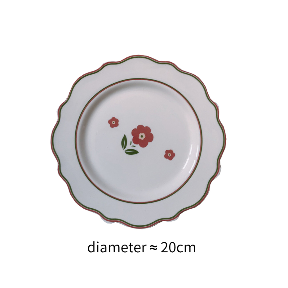 LadyCC-plato Vintage de cerámica para comida, vajilla de cerámica, utensilios de cocina, vajilla de porcelana, plato de comedor: A