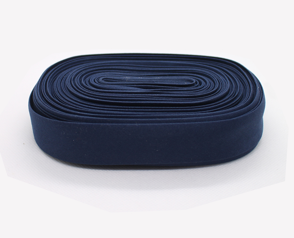 Poliéster/algodón 1 "25mm T/C cinta al polarización vinculante cinta de una sola pliegue Color sólido para costura y recorte de prendas DIY 50 yardas/rollo: Azul marino