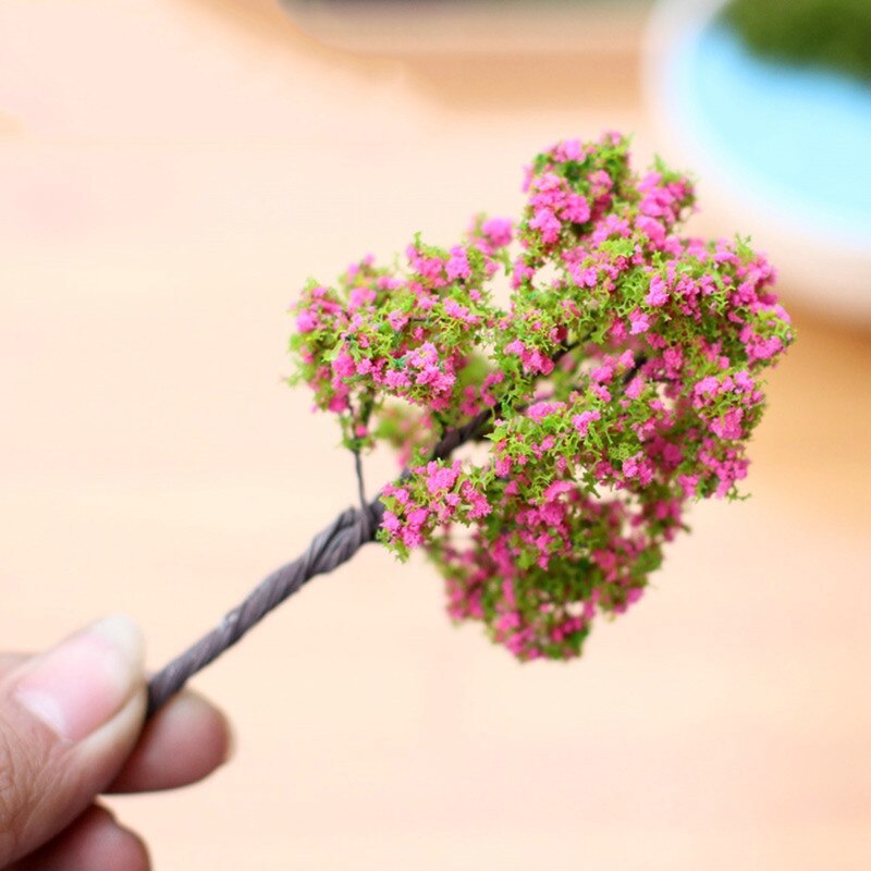 1pc mini tre kunstig hage miniatyr harpiks håndverk hjemmedekorasjon mikro landskap bonsai plante