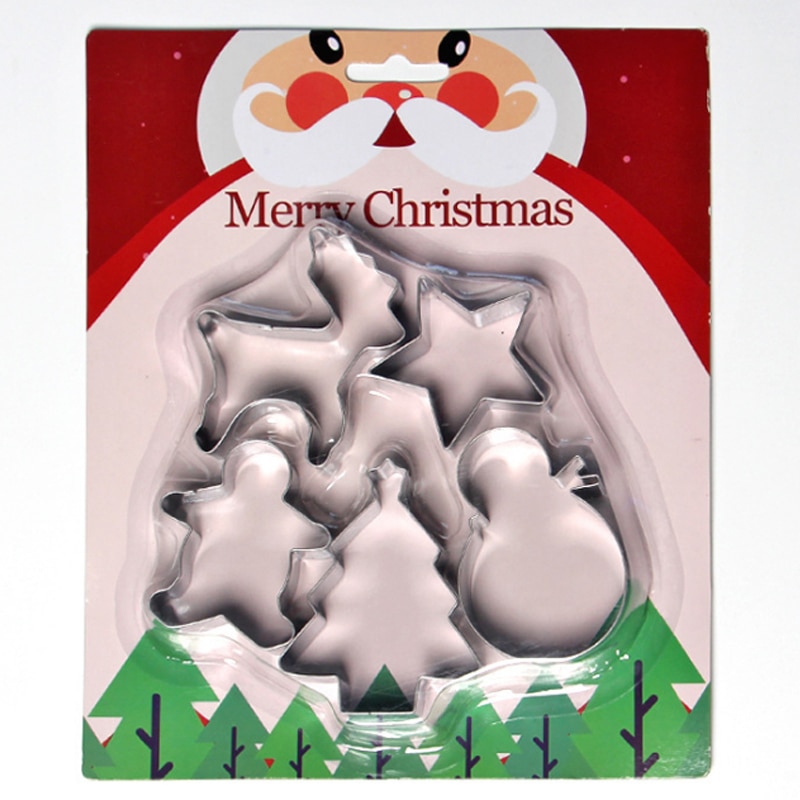 5 stks/set Rvs Cookie Cutter Herten Sneeuwpop Kerstboom Vorm Cookie Mold Biscuit Snijders