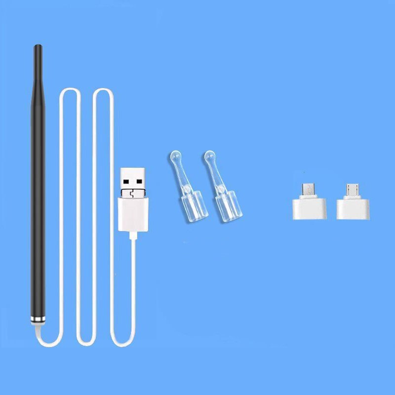 Le cérumen Retrait LED Otoscope Oreille Nettoyage D'endoscope Cuillère Mini Caméra Oreille Sélecteur De Retrait De Cire D'oreille M2: black
