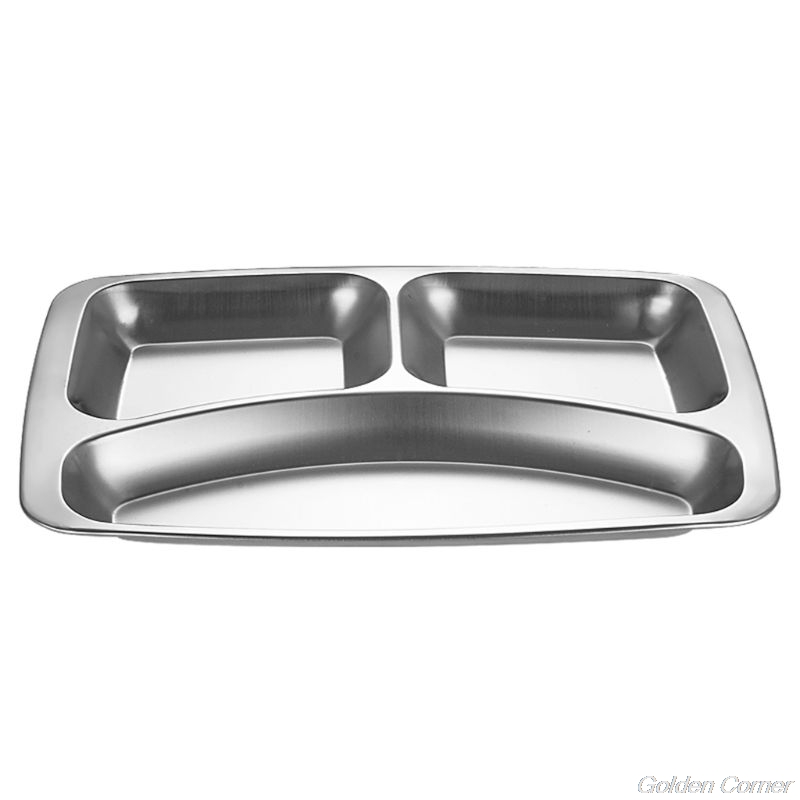 Rvs Verdeeld Dinner Tray Lunch Container Voedsel Plaat Voor School Kantine 3/4/5 Sectie J12 21: 3