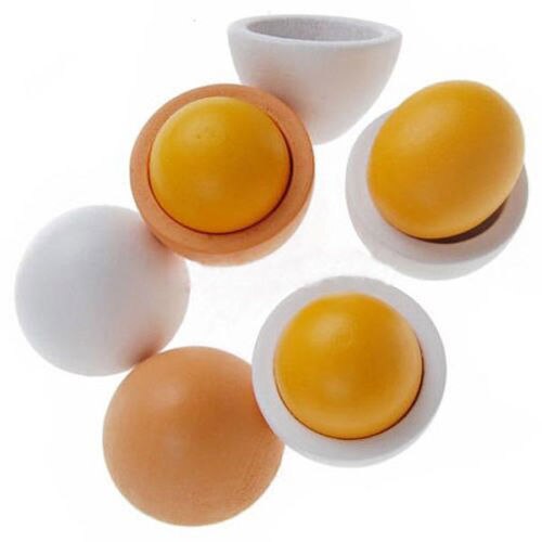 6 Stuks Houten Eieren Yolk Pretend Play Keuken Eten Koken Kids Kinderen Baby Speelgoed
