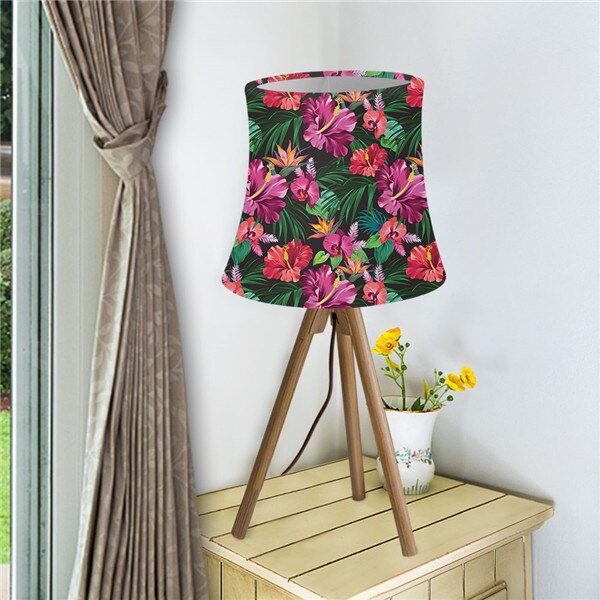Lampenschirm für Tisch Lampe Hawaii Stil tropisch Hibiskus Blume Druck Textil Stoffe Moderne Zauberstab Lampe Schatten Lampe Abdeckung Waschbar: HMGB009HS-L