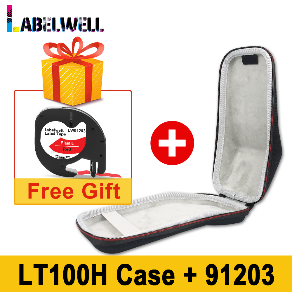 Labelwell futerał ochronny do Dymo LetraTag LT-100H LT100H drukarka do etykiet EVA twarda obudowa do przenoszenia podróży drukarka do przechowywania z 91201: 1Pcs Case and 91203