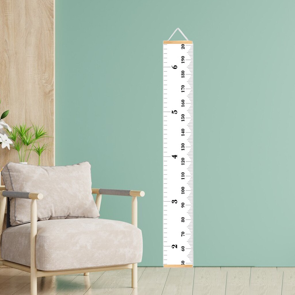 Wood Frame Canvas Baby Growth Chart Ruler Boys Girls Measuring Chart Decor