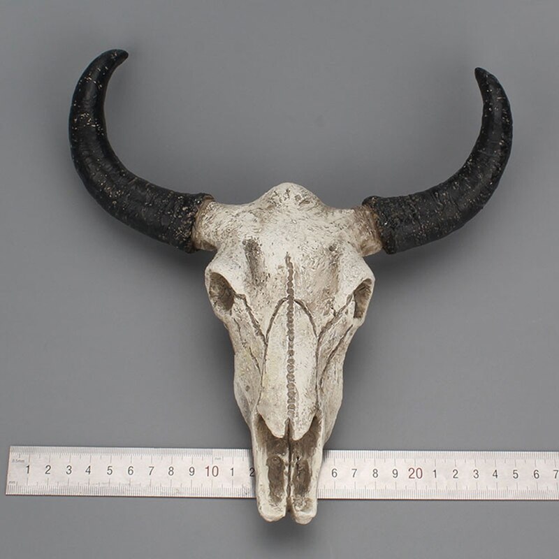 Hars Longhorn Koe Schedel Hoofd Muur Opknoping Decor 3D Dier Wildlife Sculptuur Beeldjes Ambachten Hoorns Voor Thuis Halloween Decor