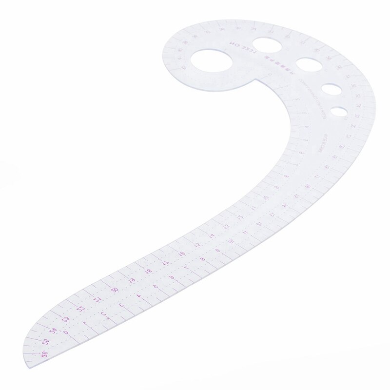 Juego de: costura a medida 54 Cm regla recta métrica de doble cara compartida transparente rosa y 11,8 pulgadas forma de Coma larga de plástico Tr