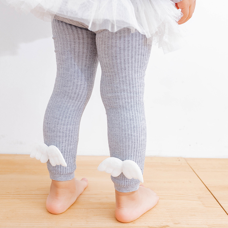 Cartoon Vleugels Baby Panty Effen Kleur Gebreide Winter Warm Kids Meisje Panty Zachte Katoenen Elastische Kinderen Zuigeling Panty 6-24M