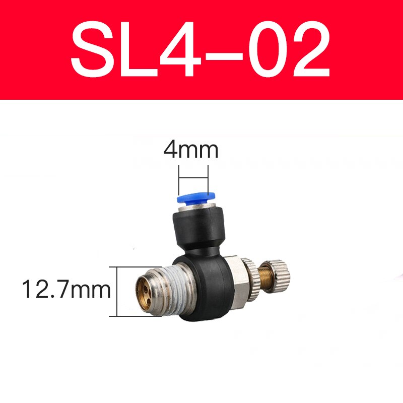 Blue pneumatic connector SL 4/6/8/10 / 12mm series pneumatic throttle speed control valve external thread cylinder throttle: SL 4-02