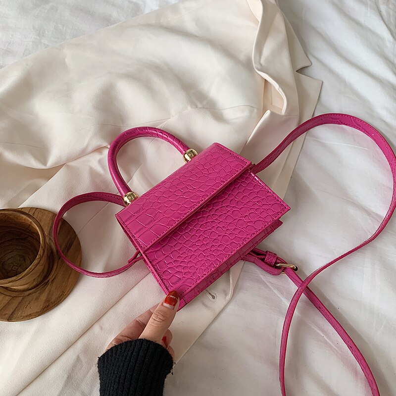Mini-tassen met stenen patroon voor dames, crossbody schoudertassen, reistassen voor dames, crossbody tassen: Roze