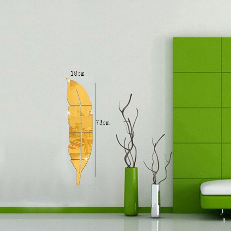 Plumas DIY Plume 3D espejo Adhesivo de pared para arte de sala de estar decoración del hogar vinilo adhesivo acrílico Mural decoración de pared