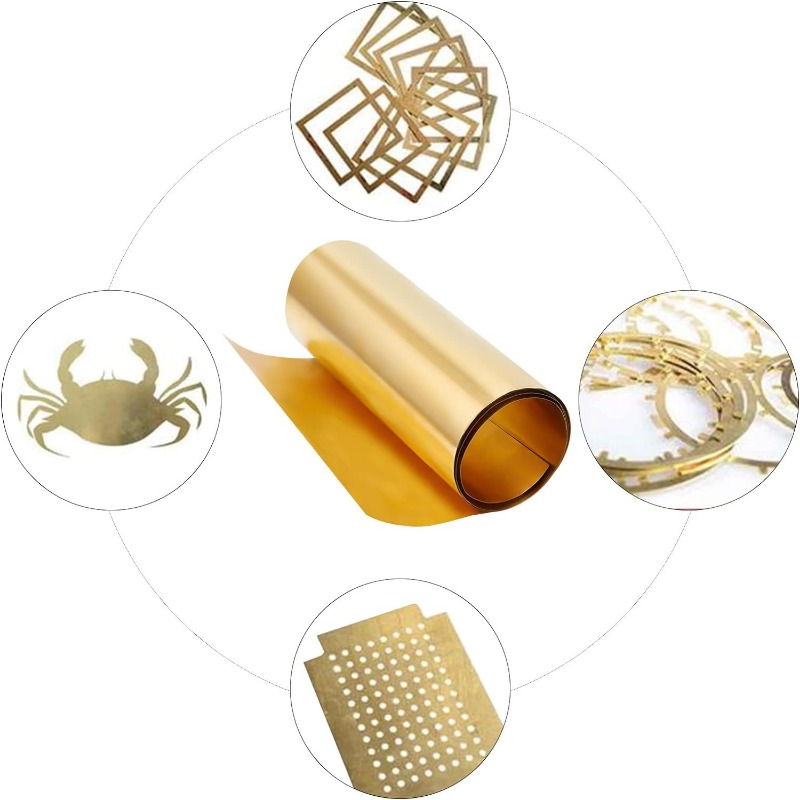 Rollo de hoja de latón dorado, placa de lámina de Metal de 0,1mm, hoja fina de Metal de latón para manualidades de corte DIY, fabricación de 1000x200x0,1mm
