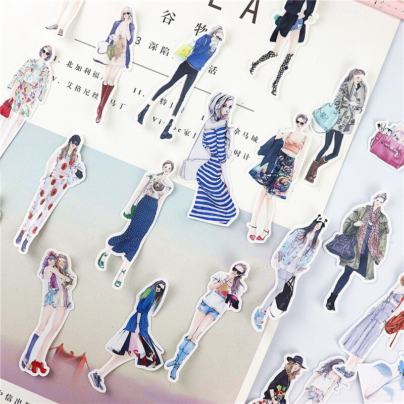 23pcs cute Colorfull Street girls stickers DIY Laptop StickersKids Waterproof DIY Decals Sticker for Fridge Suitcase Stationery