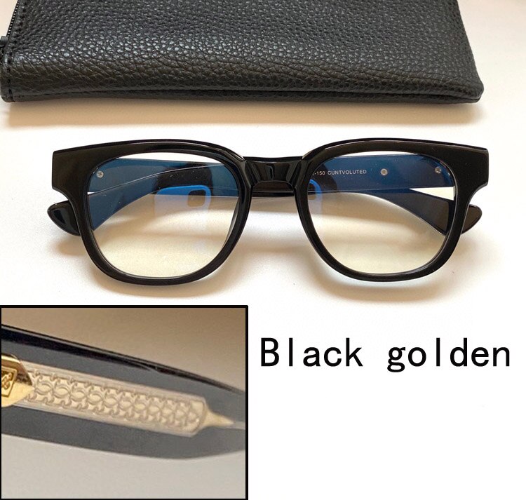 Cody Sanderson Acetate Sheet Glasses Cool Punk Style Prescription Frame: Black golden