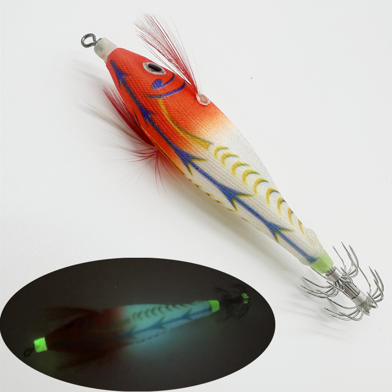 Squid Hook8.5cm Rush Egi Jig Baits WOOD Shrimp Lure luminous Japanese yo zuri Gambar Floating Sutte Octopus Squid Jig