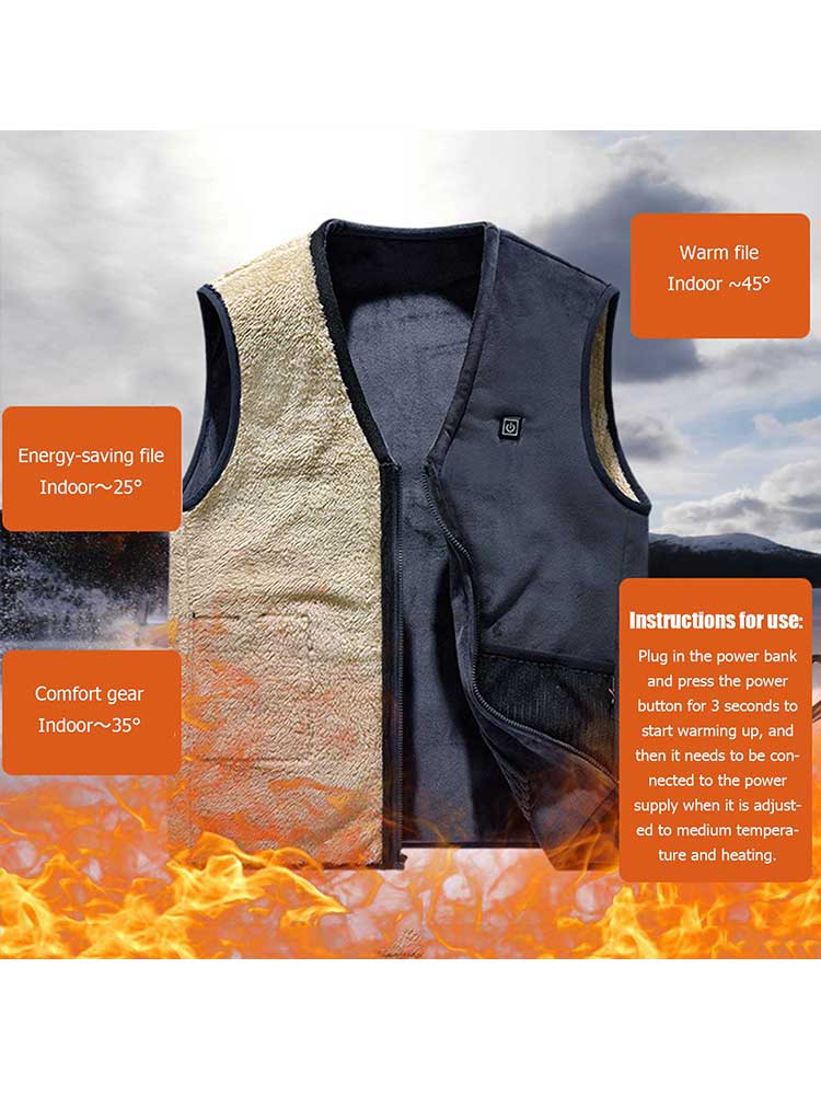 Fleece Heated Vest Jacket Men Women Coat Clothes Intelligent Electric Heating Thermal Warm Clothes Winter Heated